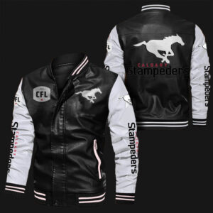 Calgary-Stampeders-Black-White-CFL-Bomber-Leather-Jacket