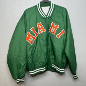 Green Miami Hurricanes Satin Snap Up Jacket