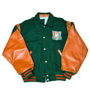 Green Orange Miami Hurricanes Varsity Jacket