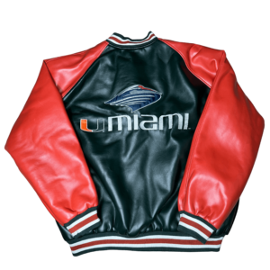 Miami Hurricanes Black Red Wool Leather Jacket