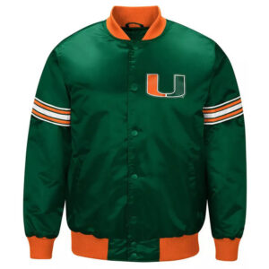 Miami Hurricanes Draft Pick Green Satin Jacket