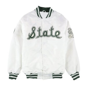 Michigan State Spartans White Satin Jacket