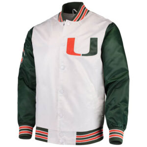 The Rookie Miami Hurricanes White Green Satin Jacket