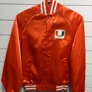 University of Miami Hurricanes NCAA Orange Satin Jacket