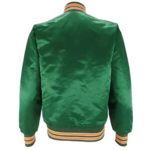 Vintage 80s Green Miami Hurricanes Satin Bomber Jacket