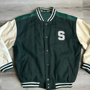 Vintage-Green-White-Michigan-State-Varsity-Jacket