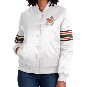 White Miami Hurricanes Satin Jacket