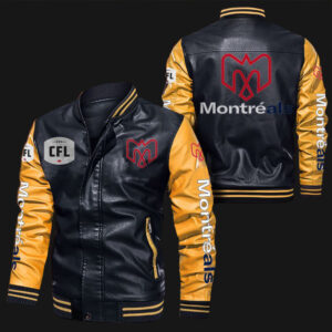 Black-Yellow-Montreal-Alouettes-CFL-Leather-Bomber-Jacket