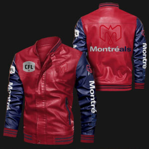 Red-Blue-Montreal-Alouettes-CFL-Leather-Bomber-Jacket