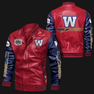 Red-Navy-Winnipeg-Blue-Bombers-Leather-Bomber-Jacket