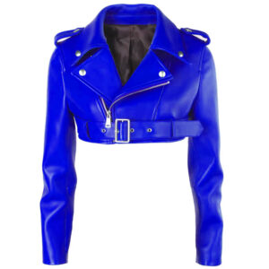 Women's-Biker-Short-Style-Blue-Leather-Jacket