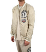 Beige New York Yankees Logo Select Stone Satin Jacket