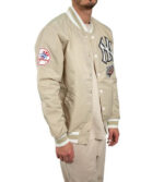 Beige New York Yankees Logo Select Stone Satin Jacket
