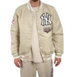Beige New York Yankees Logo Select Stone Satin Jacket