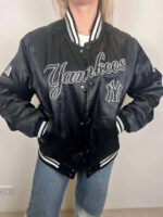 Black New York Yankees Bomber Satin Jacket