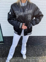 Black New York Yankees Bomber Satin Jacket