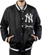 MLB Black New York Yankees Logo Select Satin Jacket