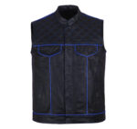Men's-Black-Blue-Quilted-Style-Leather-Vest