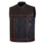 Men's-Black-Orange-Quilted-Style-Leather-Vest