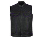 Men's-Black-Purple-Quilted-Style-Leather-Vest