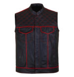 Men's-Black-Red-Quilted-Style-Leather-Vest