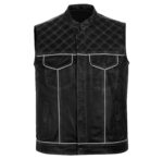 Men's-Black-White-Quilted-Style-Leather-Vest