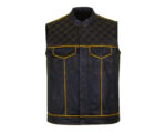 Men's-Black-Yellow-Quilted-Style-Leather-Vest