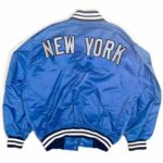 NY Yankees World Series 2022 Blue Satin Jacket