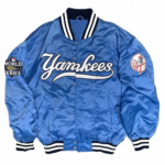 NY Yankees World Series 2022 Blue Satin Jacket