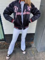 New York Yankees Black Bomber Satin Jacket