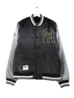 New York Yankees Black Gray Bomber Satin Jacket