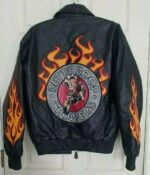 Betty Boop Choppers Flames Black Leather Jacket