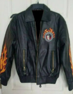 Betty Boop Choppers Flames Black Leather Jacket