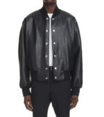 Givenchy Back Logo Leather Bomber Jacket