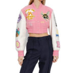Givenchy Bstroy Pink White Cropped Varsity Jacket