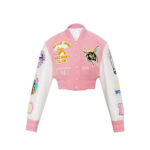 Givenchy Bstroy Pink White Cropped Varsity Jacket
