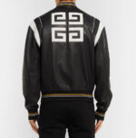 Givenchy Logo Appliqued Black Leather Bomber Jacket