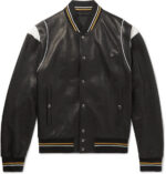 Givenchy Logo Appliqued Black Leather Bomber Jacket