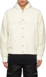 Givenchy White Hooded Varsity Bomber Jacket