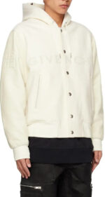 Givenchy White Hooded Varsity Bomber Jacket