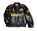 Vtg-Disney-Goofy-Nascar-500-Daytona-Black-Leather-Jacket